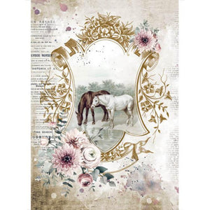DFSA4582 Rice Paper A4 Romantic Horse Lake