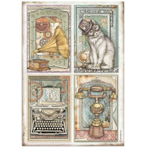 DFSA4647 Rice Paper A4 Lady Vagabond Lifestyle 4 Cards