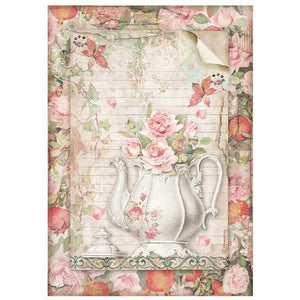 DFSA4659 Rice Paper A4 Casa Granada Teapot With Flowers