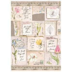 DFSA4669 Rice Paper A4 Romantic Garden House Letters and Flowers