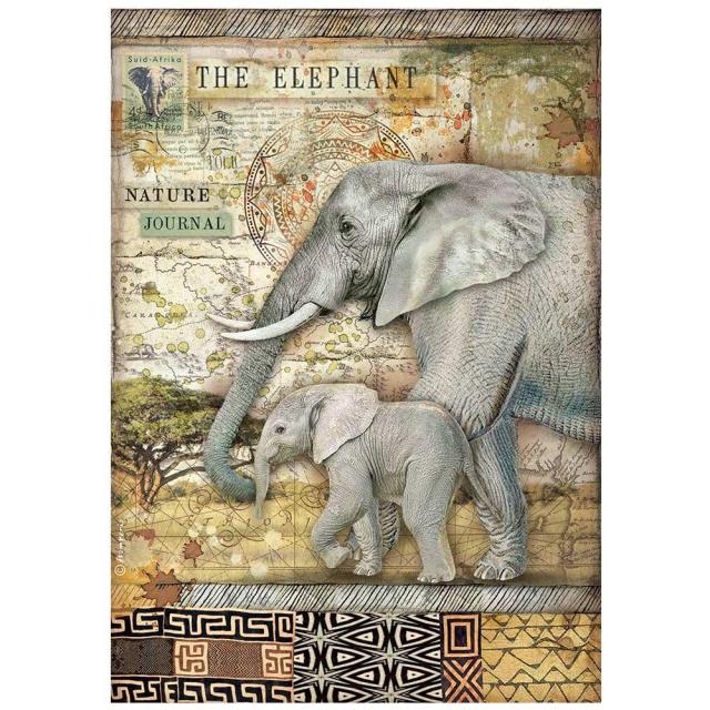 DFSA4684 Rice Paper A4 Savana The Elephant