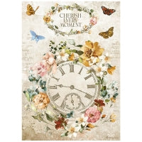 DFSA4689 Rice Paper A4 Romantic Garden of Promises Cherish Every Moment