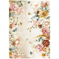 DFSA4691 Rice Paper A4 Romantic Garden of Promises Flowers