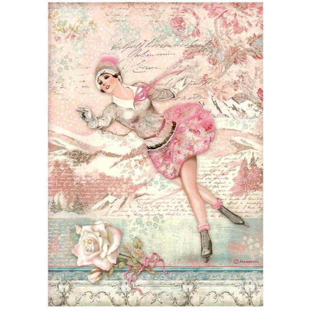 DFSA4725 Rice Paper A4 Sweet Winter Ice Skater