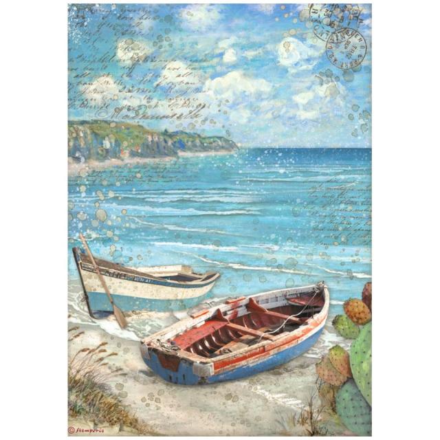 DFSA4738 Rice Paper A4 Blue Dream Boats
