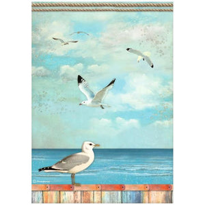 DFSA4747 Rice Paper A4 Blue Dream Seagulls