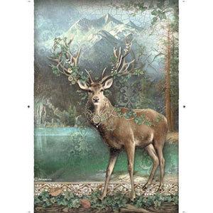 DFSA4750 Rice Paper A4 Magic Forest Deer