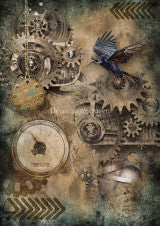 DQRP-0350 Rice Paper A4 Steampunk Bird