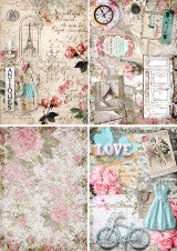DQRP-0421 Rice Paper A4 Shabby 4 Pack