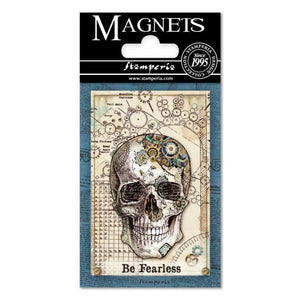 EMAG001 Magnet 8x5.5 cm Mechanical Fantasy Skull