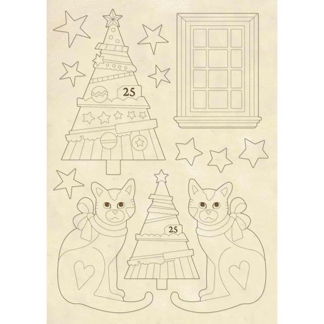 KLSP062 Wooden Frame A5 Trees and Cats