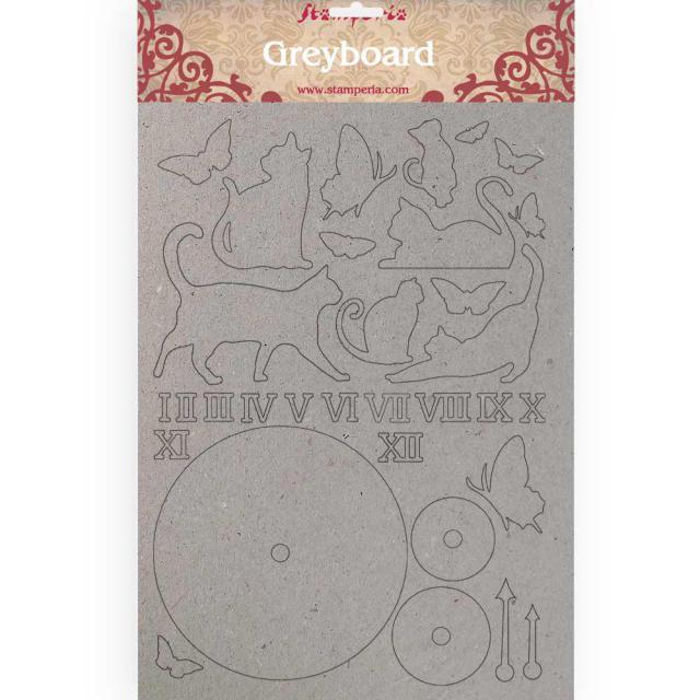 KLSPDA418 A4 Greyboard Cats and Clock