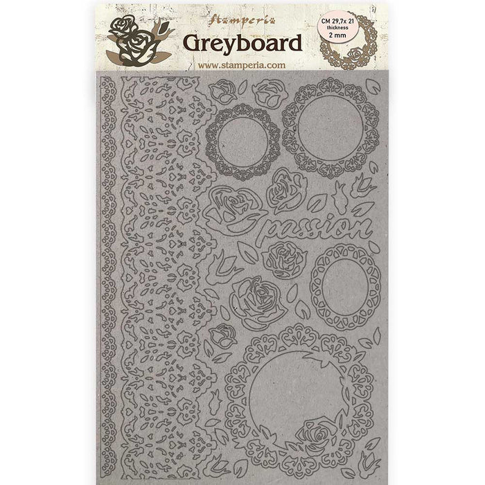 KLSPDA424 A4 Greyboard Passion Lace and Roses