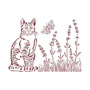 KSD309 Stencil D 20x15 Provence Cat