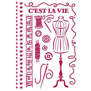 KSG467 Stencil G 21x29.7  Romantic Threads Couture