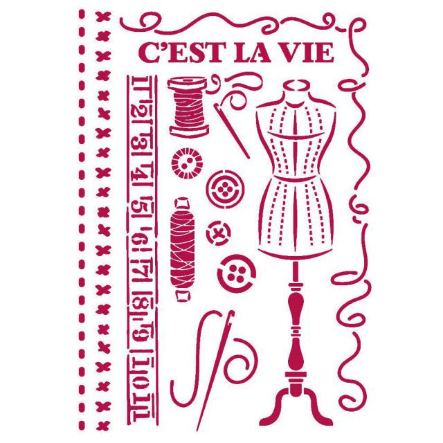 KSG467 Stencil G 21x29.7  Romantic Threads Couture