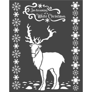 KSTD052 Thick Stencil 20x25 White Christmas Deer