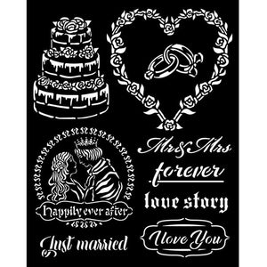 KSTD080 Thick Stencil 20x25 Sleeping Beauty Just Married