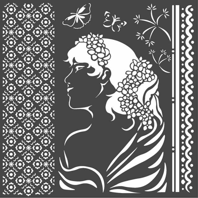 KSTDQ40 Thick Stencil 18x18 Lady Side