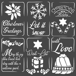 KSTDQ53 Thick Stencil 18x18 Christmas Tags