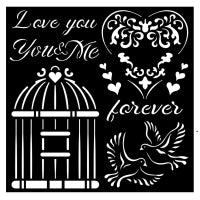 KSTDQ66 Thick Stencil 18x18 You and Me Love Me