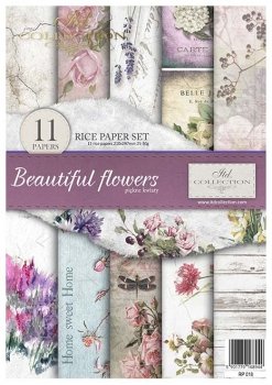 RP018 Rice Paper A4 ITD Set/11 Beautiful Flowers