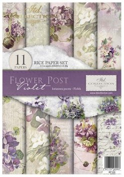 RP035 Rice Paper A4 ITD Set/11 Flower Post Violet