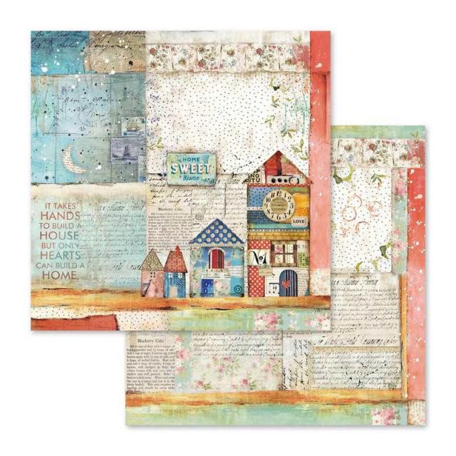 SBB570 Double Sided Single Sheet Patchwork Little Houses