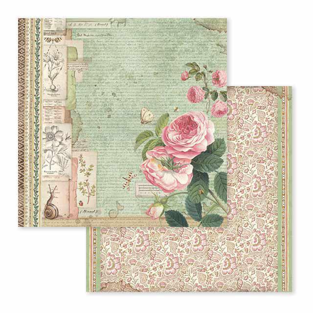 SBB592 Double Sided Single Sheet Spring Botanic English Roses with Snail