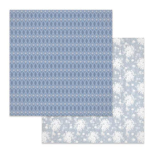 SBB621 Double Sided Single Sheet Texture White Flowers on Blue