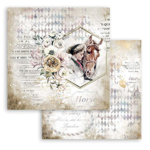 SBB800 Double Sided Single Sheet Romantic Horses Lady With Horse
