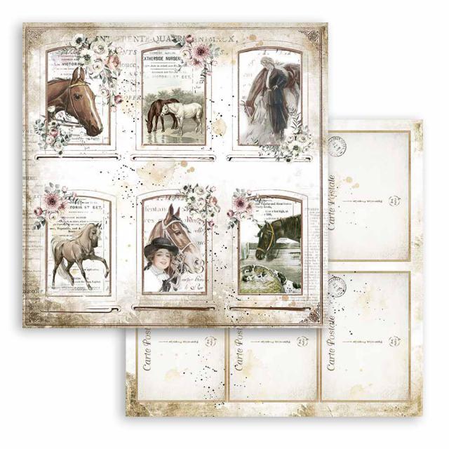 SBB802 Double Sided Single Sheet Romantic Horses Cards