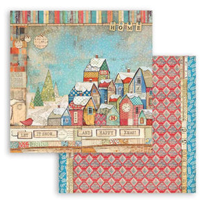 SBB805 Double Sided Single Sheet Christmas Patchwork Houses