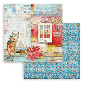 SBB806 Double Sided Single Sheet Christmas Patchwork Cat