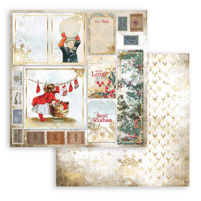 SBB828 Double Sided Single Sheet Romantic Christmas Cards