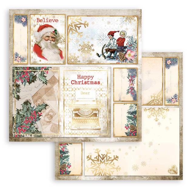 SBB829 Double Sided Single Sheet Romantic Christmas Santa Claus
