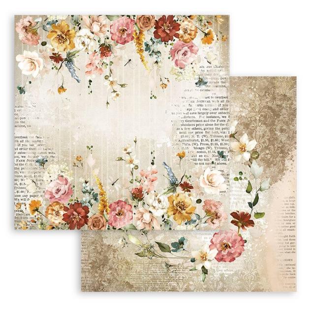 SBB870 Double Sided Single Sheet Romantic Garden of Promises Flower Pattern Flowers and Newspaper