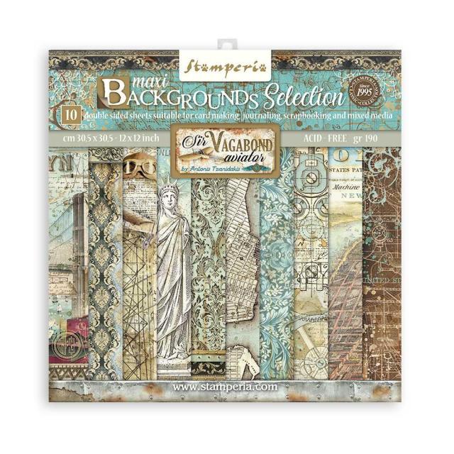 SBBL113 Paper Pad (12"x12") Sir Vagabond Aviator Backgrounds