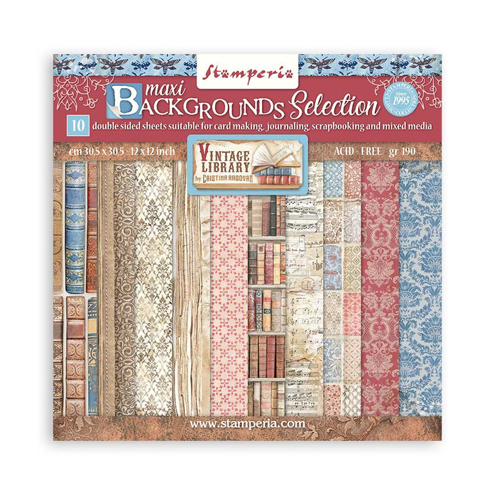SBBL133 Paper Pad (12"x12") Vintage Library Backgrounds