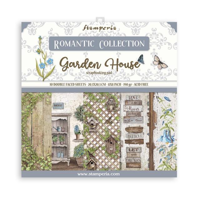 SBBS54 Paper Pad  (8"x8") Romantic Garden House