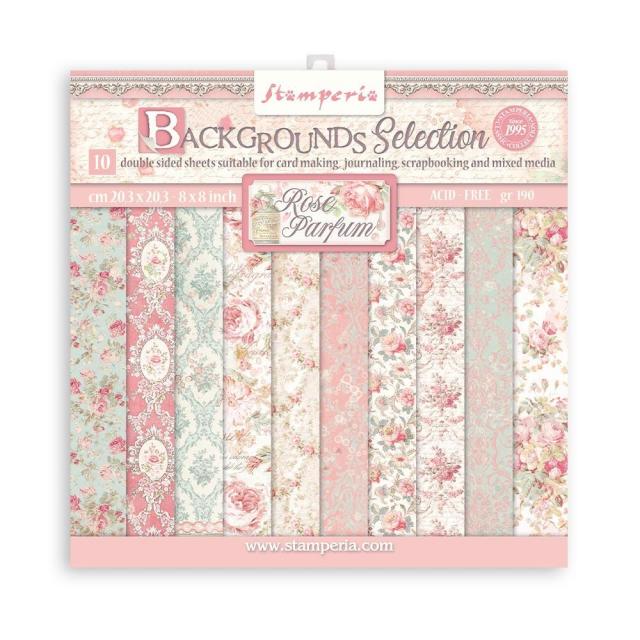 SBBS74 Paper Pad  (8"x8") Rose Parfum Backgrounds