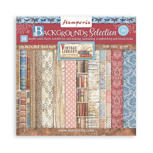 SBBS81 Paper Pad  (8"x8") Vintage Library Backgrounds