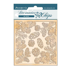 SCB102 Decorative Chips 14 x 14cm Romantic Christmas Pinecones