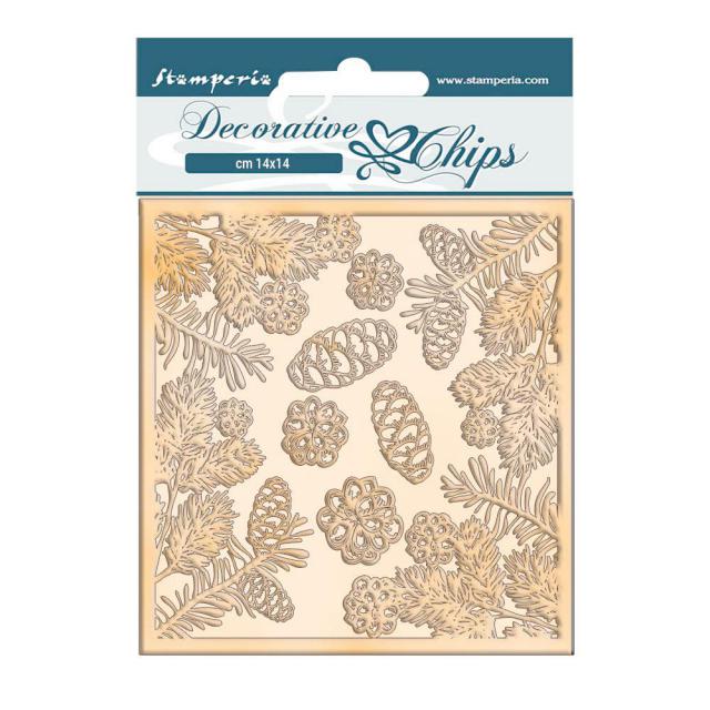 SCB102 Decorative Chips 14 x 14cm Romantic Christmas Pinecones