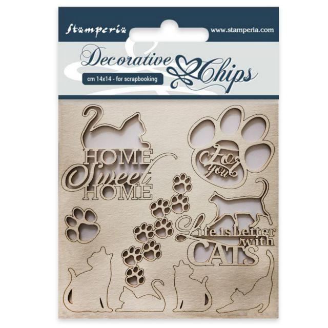 SCB26 Decorative Chips 14 x 14cm Cats