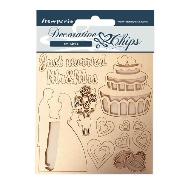 SCB62 Decorative Chips 14 x 14cm Sleeping Beauty Just Married