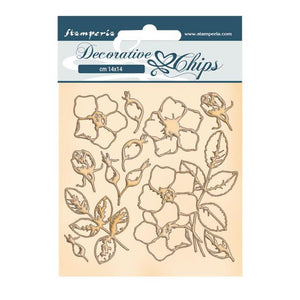 SCB69 Decorative Chips 14 x 14cm Romantic Christmas Flowers