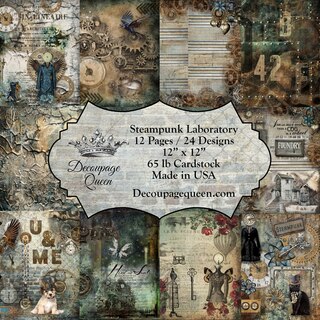 DQSB-0007 Paper Pad (12"x12") Steampunk Laboratory