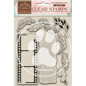 WTK164  Clear Stamp 14x18 Create Happiness Leaves and Film
