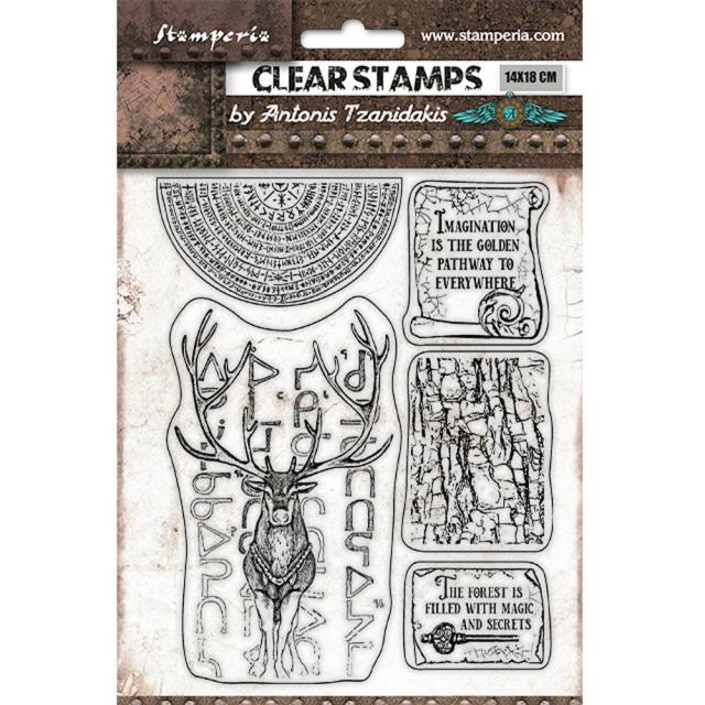 WTK170  Clear Stamp 14x18 Magic Forest Deer